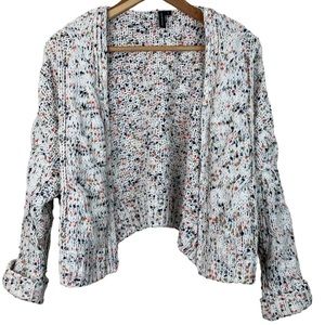 Moon & Madison Chunky Knit Cropped Oversized Open Front Cardigan Sweater Small